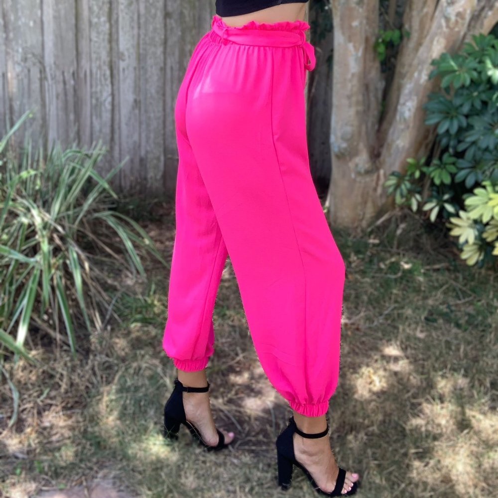 Neon Pink Crepe Jogger